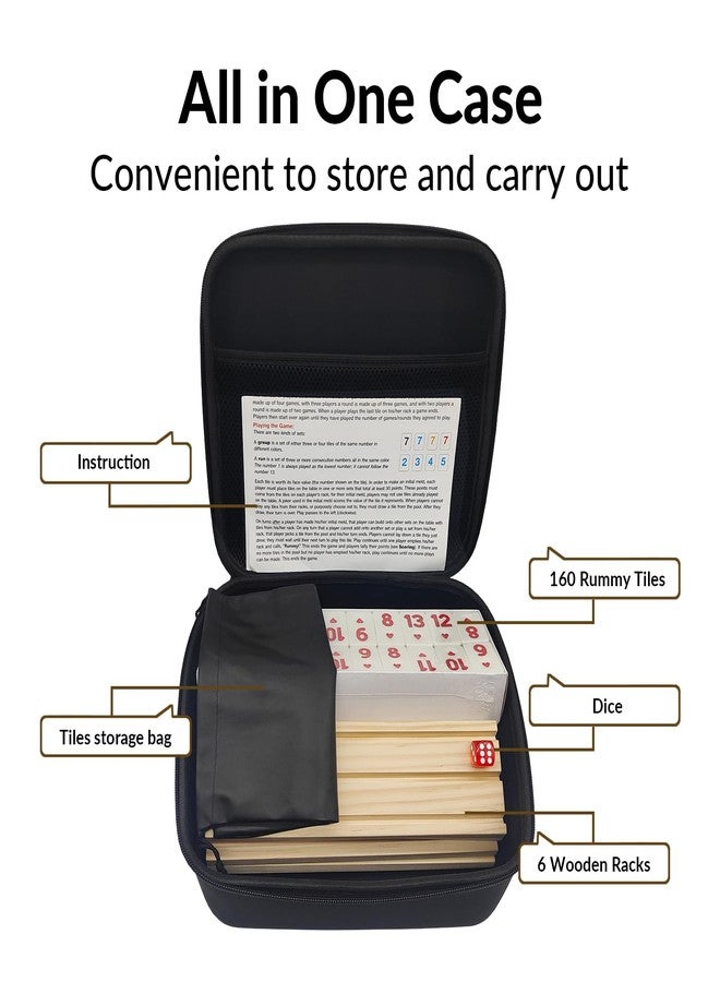 MIDOLITE Rummy Cube 6 Player Edition with 6 Wooden Racks, Rummy Cube Game with Case 6 Players with Portable Case 160 Tiles Rummy Cube Travel Game Set for Family Adults Kids - Image 3